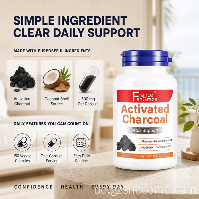 Shecome Aktivkohle-Kapseln zur Entgiftung